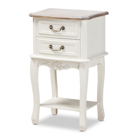 Baxton Studio Amalie White and Oak Finished 2-Drawer Wood Nightstand 160-10239